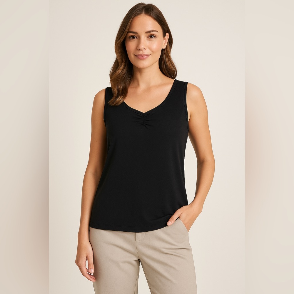 Caslon Women’s Black Sleeveless Shell Tank Top 2X NWT Nordstrom Exclusive $65